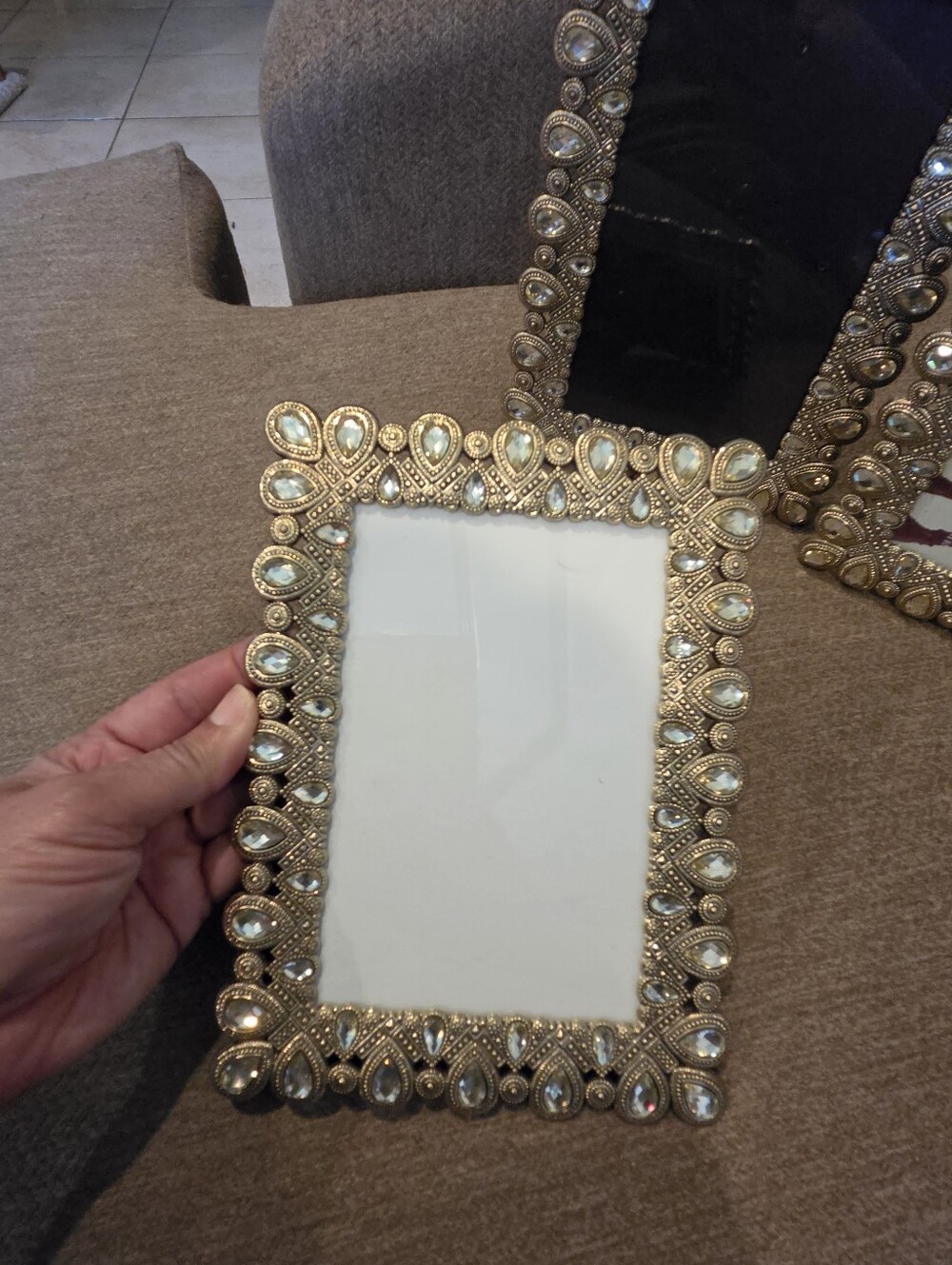 Max Studio Gold Beaded Three-Piece Photo Frame Set - Picture 2 of 4